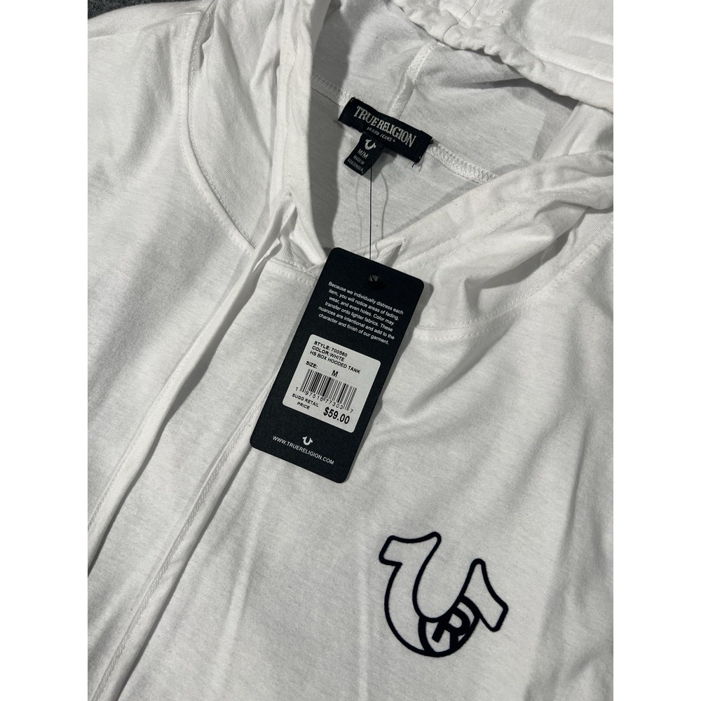 True Rlgn Summer Men's White Sleeveless Pullover Hoodie M Buddha Graphic Logo - Picture 6 of 8